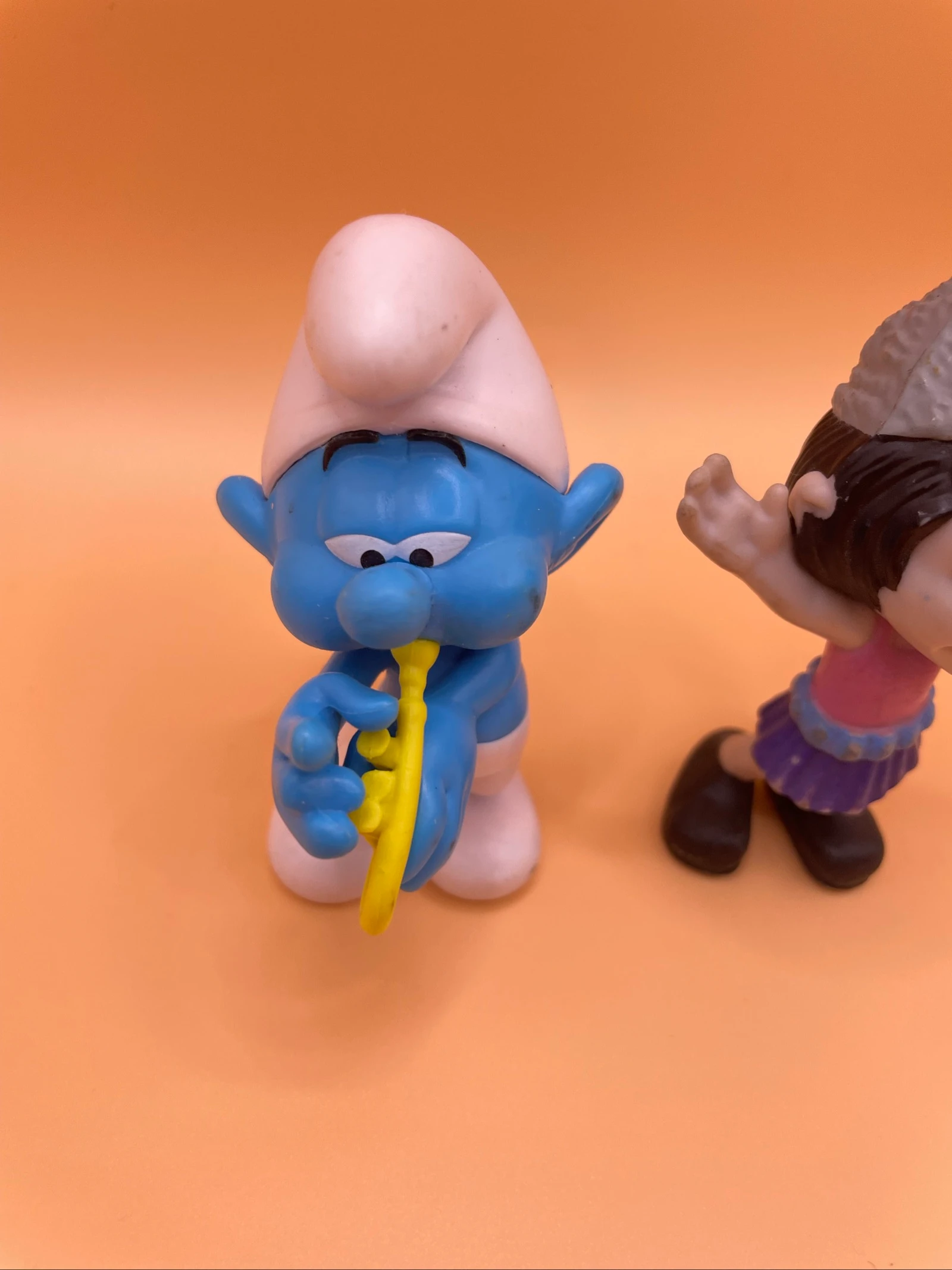 Lot of 2 Smurf PVC figures Smurf musician and Smurfette – photo 2